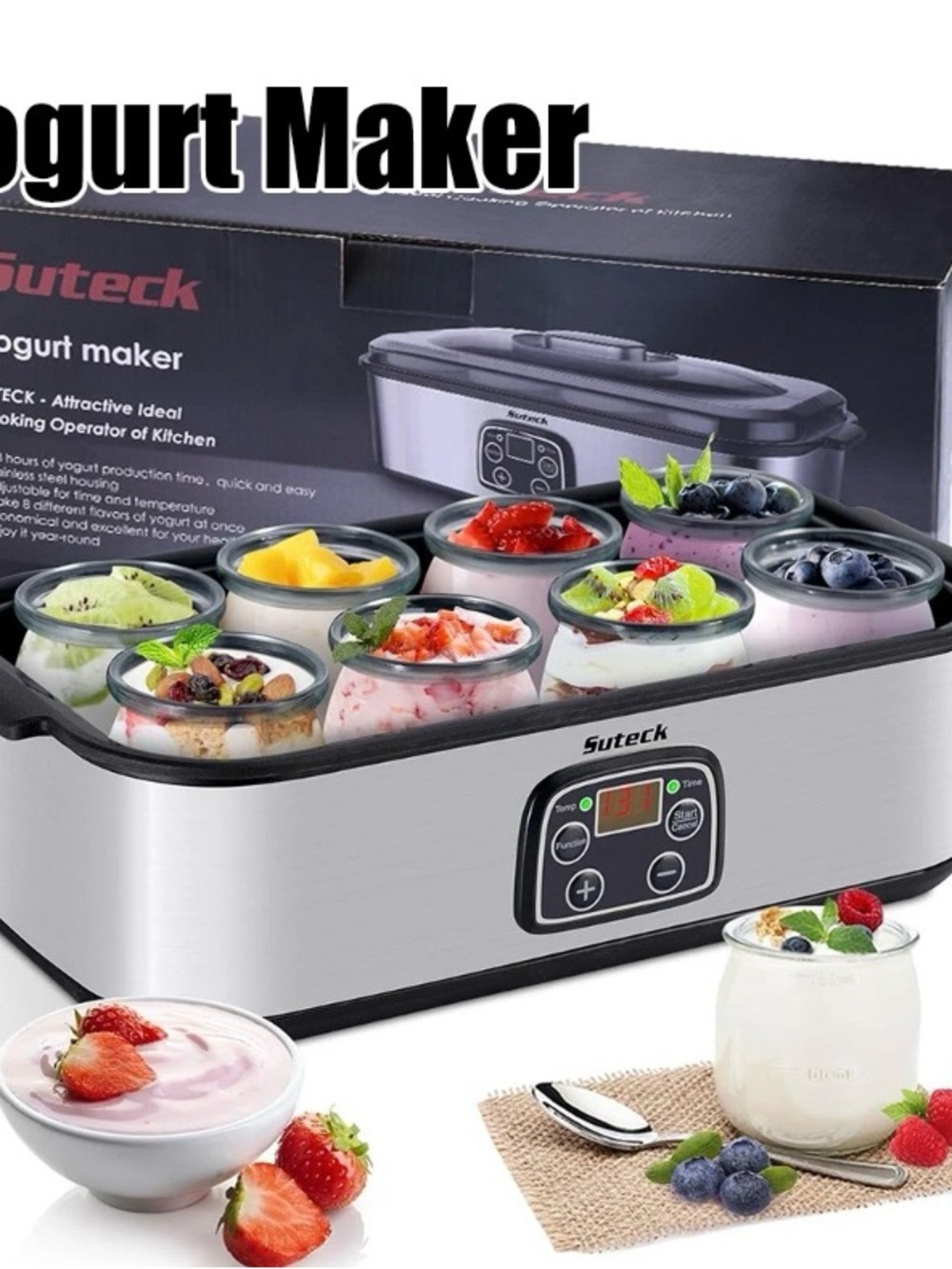 Yogurt Maker - Silver with Gray Lids